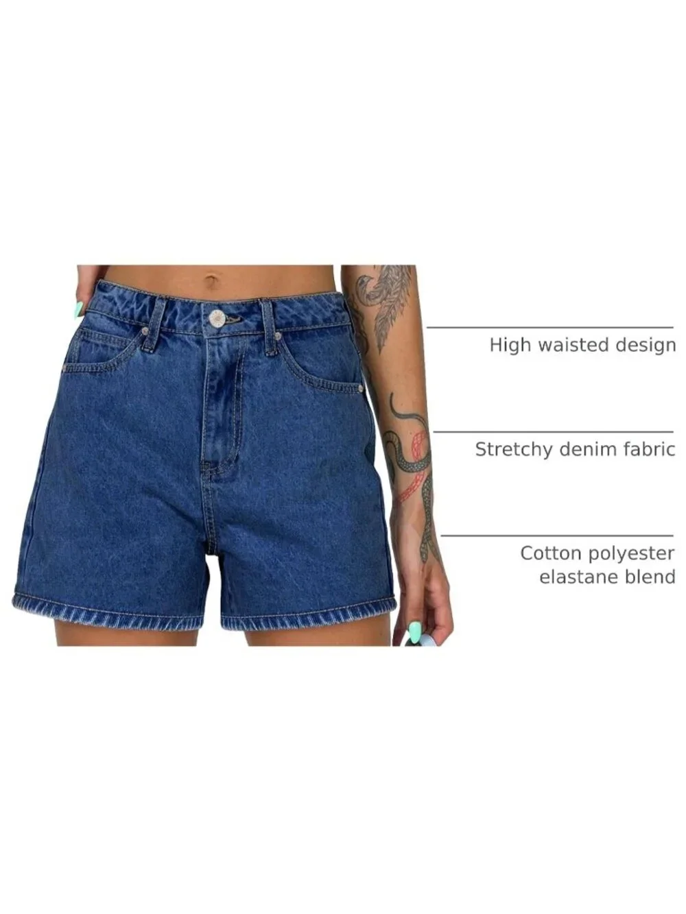 Women's navy Summer Comfortable Stretchy Denim Casual Hot Short Jort Jean